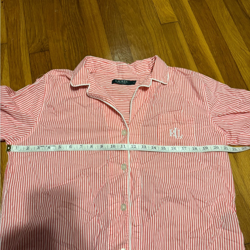 lauren by ralph lauren red and white striped button up - Picture 7 of 8